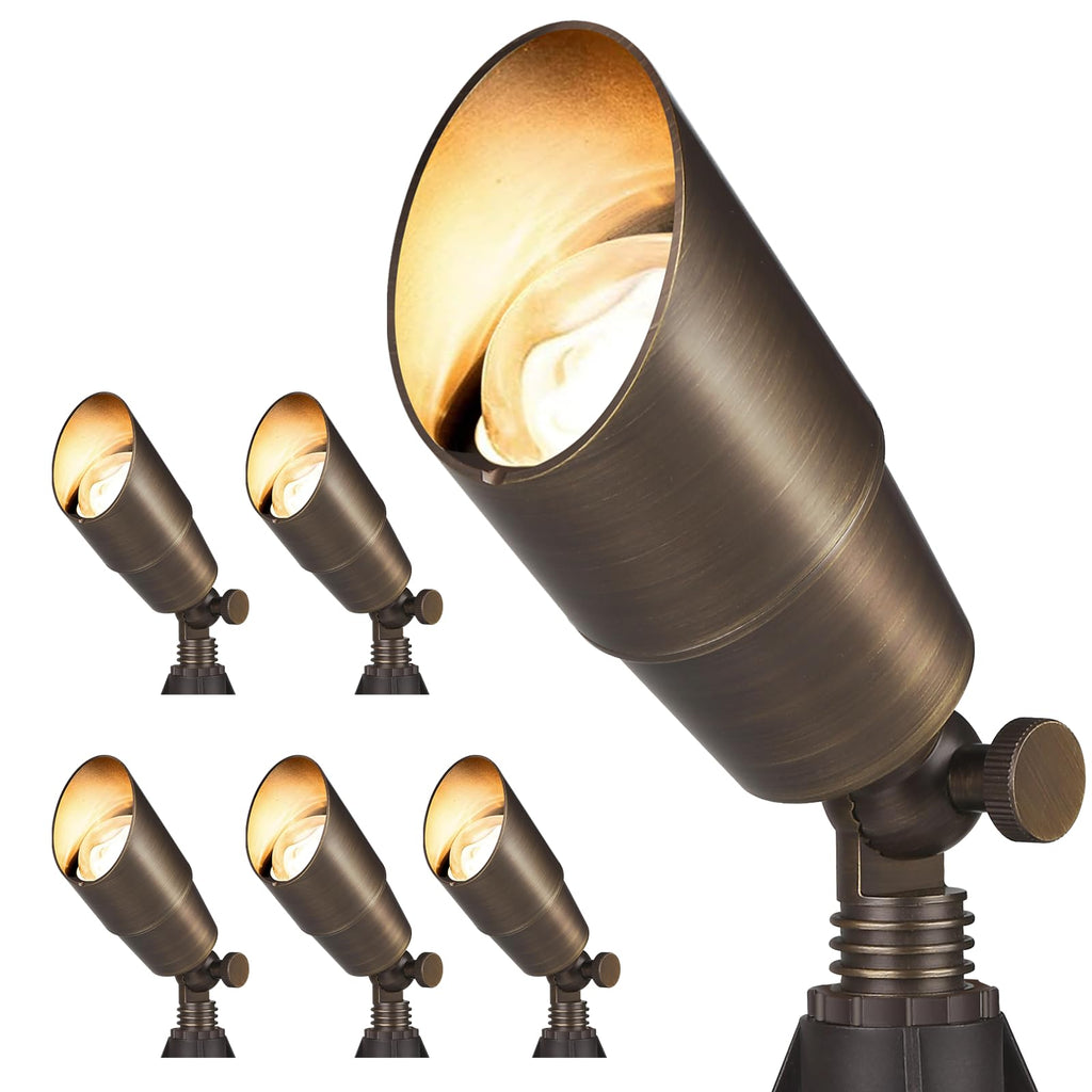 Gardencoin Solid Brass Outdoor Landscape Spotlights, 12V LED Low Voltage Landscape Lights for Garden and Yard, Bronze Heavy Duty Up Lighting Fixture