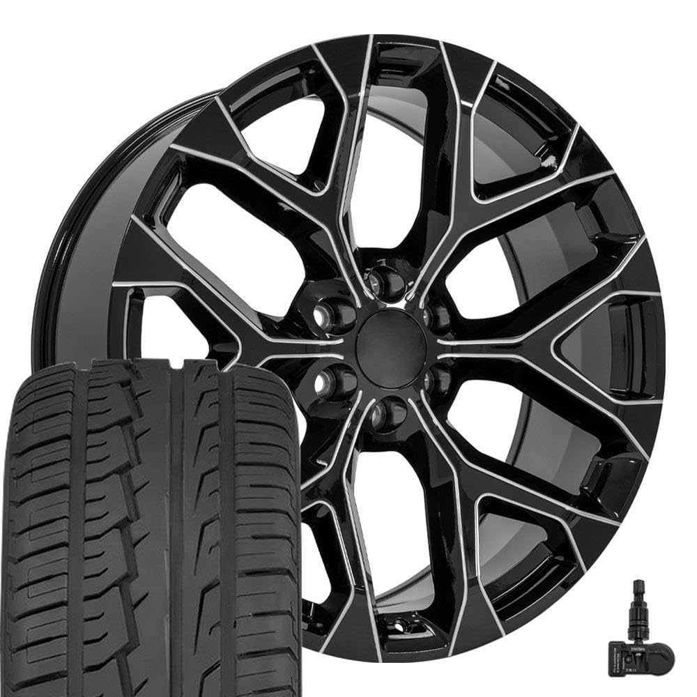 OE Wheels CV98B 22x9 Set(4) Black 6x139.7 & Sailun Tires