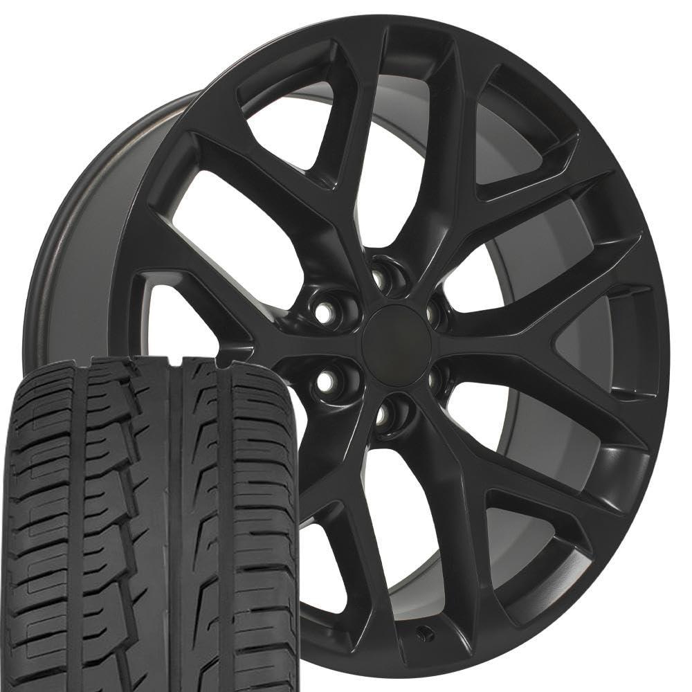 OE Wheels CV98B 22x9 Set(4) Black 6x139.7 & Sailun Tires