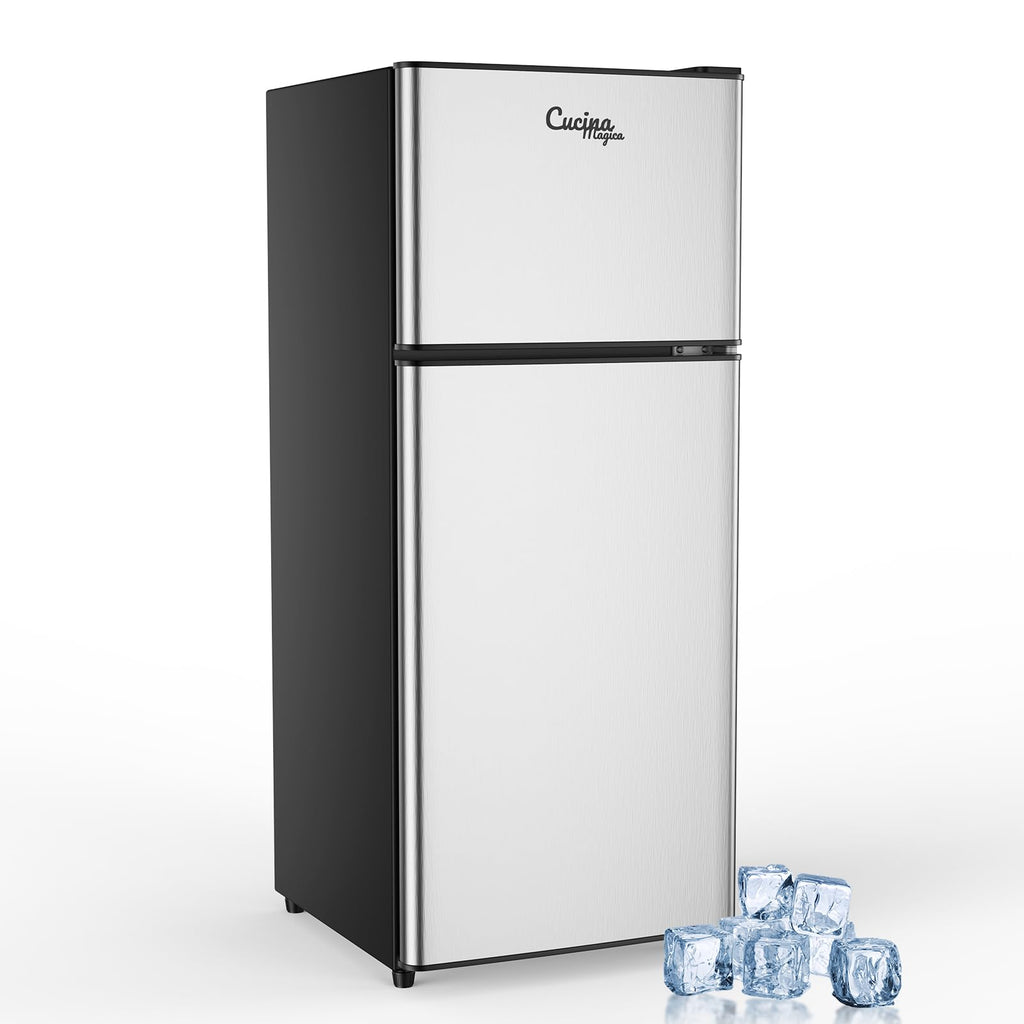 2.9 Cu.Ft Compact Double Door Mini Fridge - Top Freezer & Bottom Refrigerator | Energy Save,7-Level Precision Cooling | Ideal for Dorm, Bedroom
