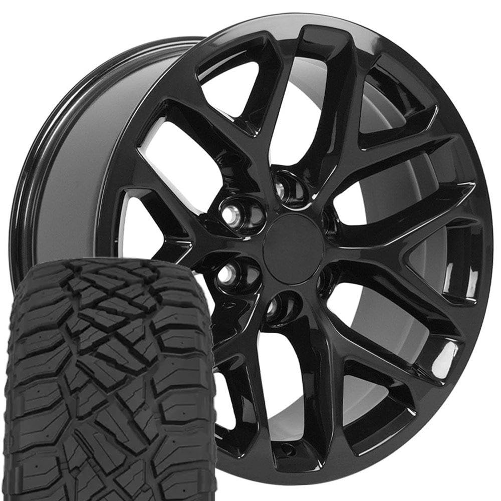 OE Wheels CV98B 22x9 Set(4) Black 6x139.7 & Sailun Tires