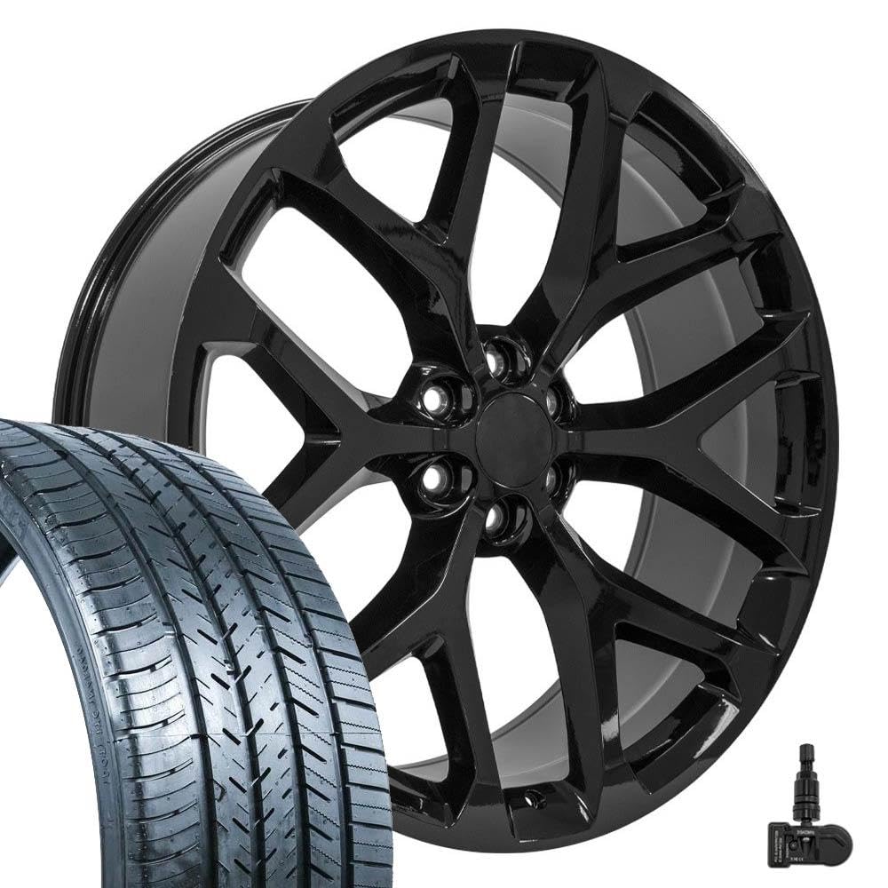 OE Wheels CV98B 22x9 Set(4) Black 6x139.7 & Sailun Tires