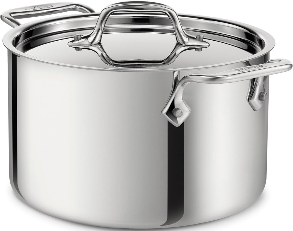 All-Clad D3 3-Ply Stainless Steel Stockpot 3 Quart Induction Oven Broiler Safe 600F Pots and Pans, Cookware Silver