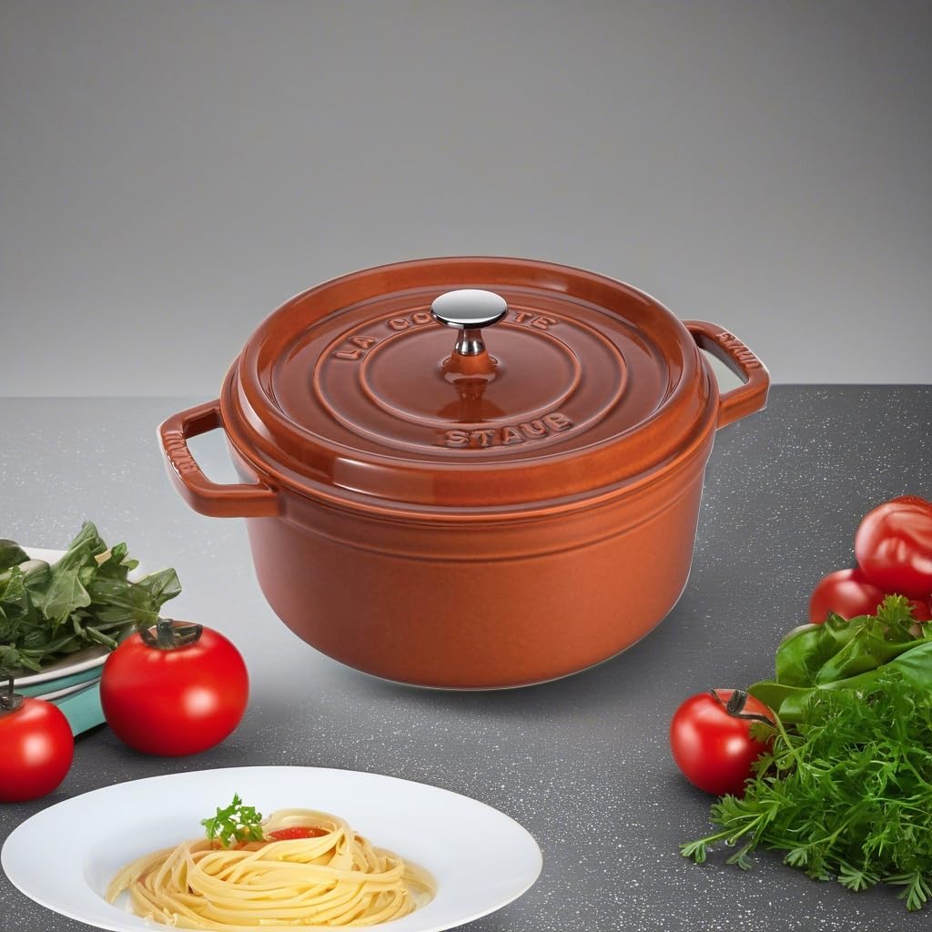 Staub Cast Iron 7-qt Round Cocotte - White Truffle, Made in France
