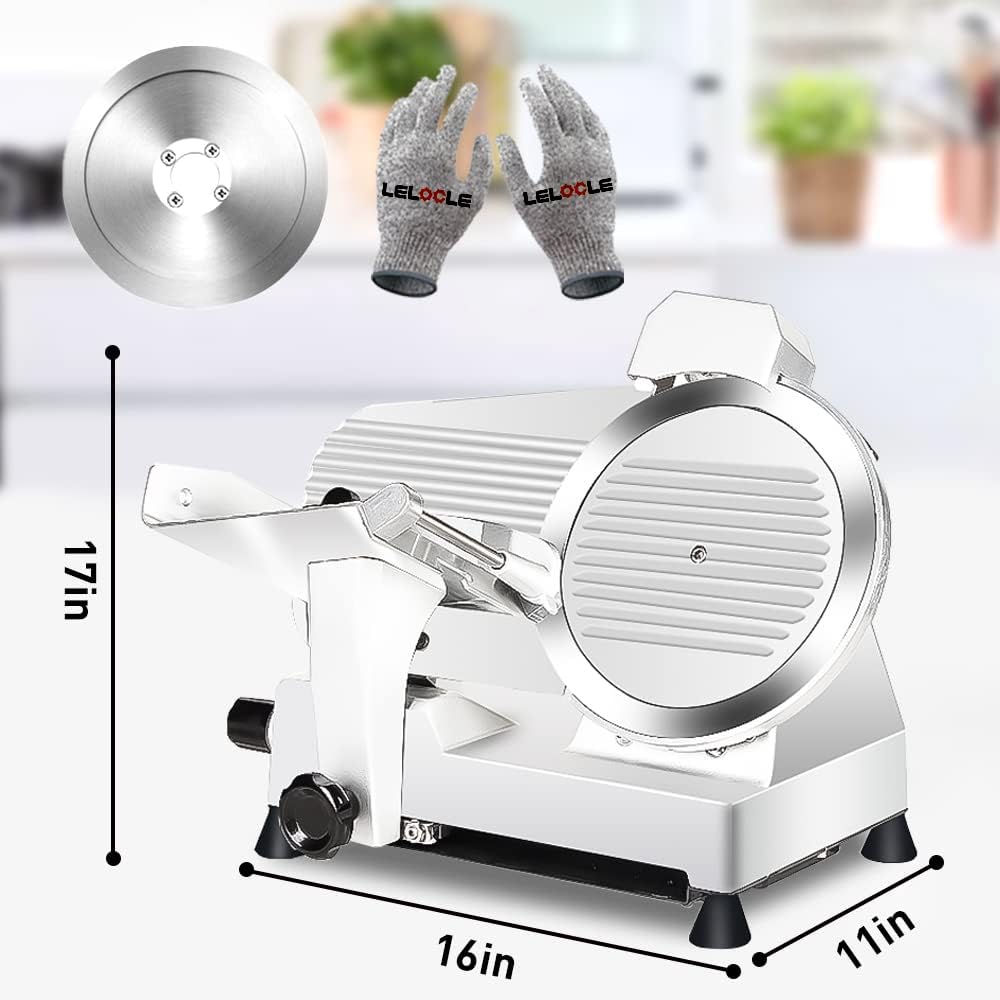 Meat Slicer 340WHome Use and for Commercial 10-inch Electric Food Slicer with Chromium-plated Steel Blade and Built-in Sharpening Stone Easy to Clean