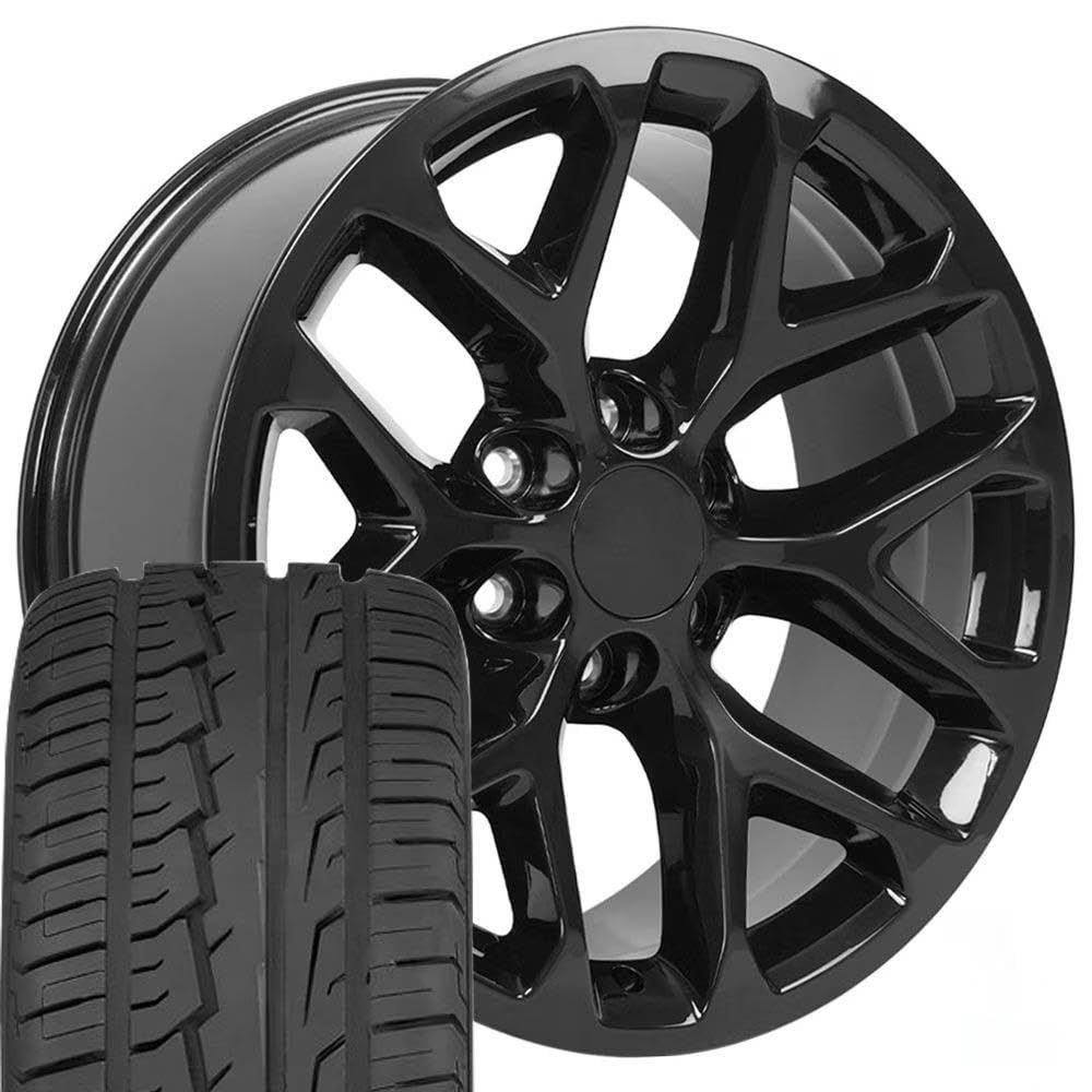 OE Wheels CV98B 22x9 Set(4) Black 6x139.7 & Sailun Tires