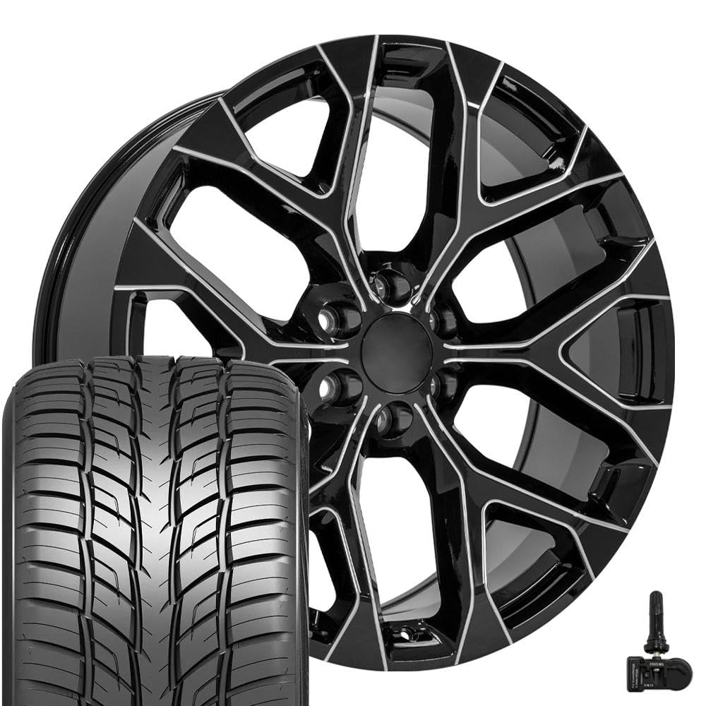 OE Wheels CV98B 22x9 Set(4) Black 6x139.7 & Sailun Tires