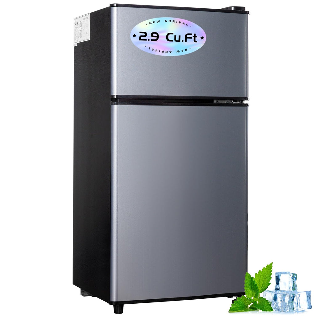2.9 Cu.Ft Compact Double Door Mini Fridge - Top Freezer & Bottom Refrigerator | Energy Save,7-Level Precision Cooling | Ideal for Dorm, Bedroom