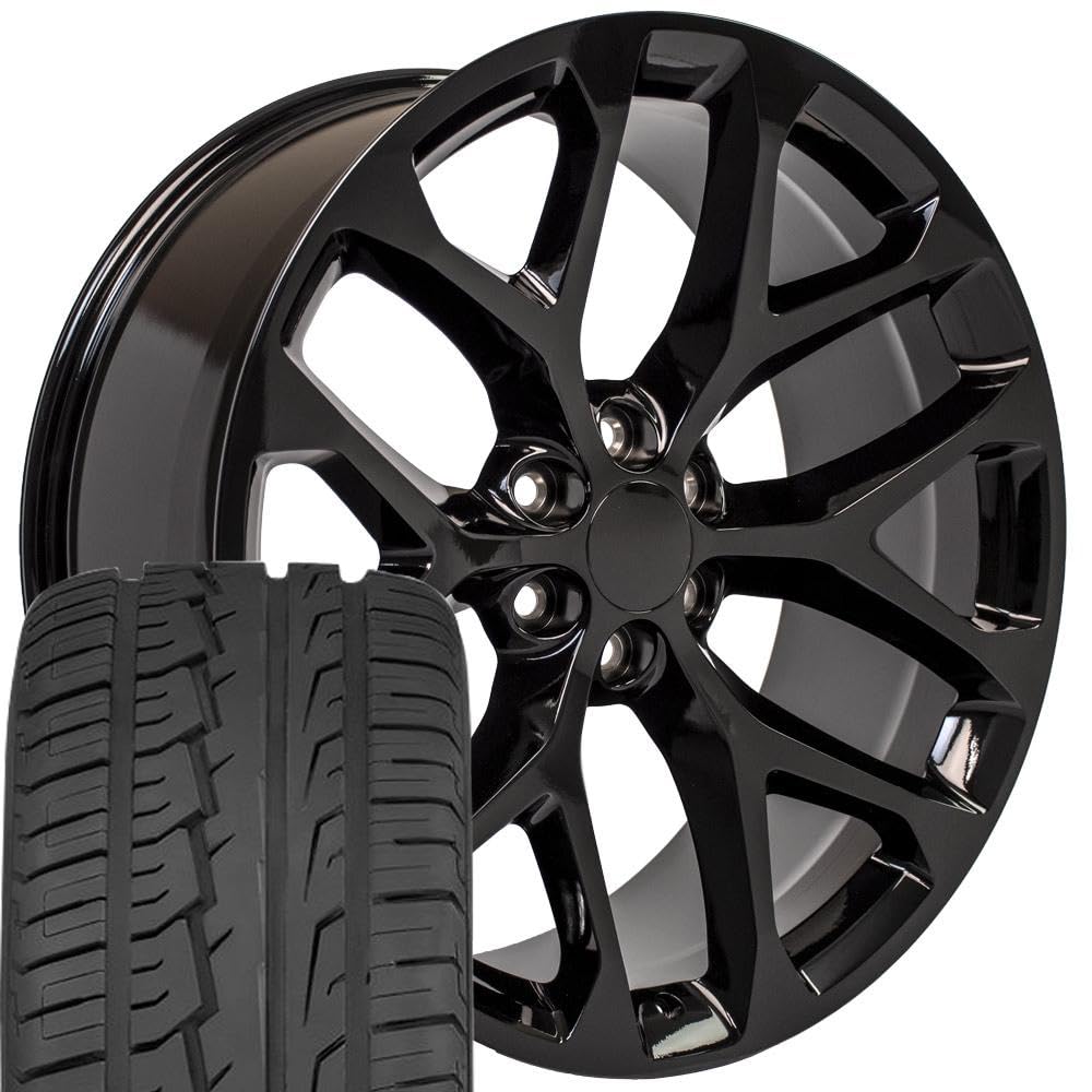 OE Wheels CV98B 22x9 Set(4) Black 6x139.7 & Sailun Tires