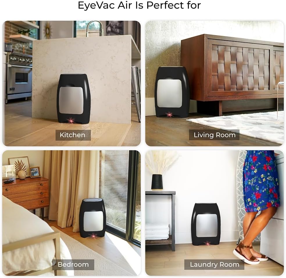 EyeVac Air 2-in-1 HEPA Air Purifier & Touchless Vacuum Automatic Dustpan - Ultra Fast & Powerful - Covers 600 Sq ft - Corded Canister Vacuum, Bagless