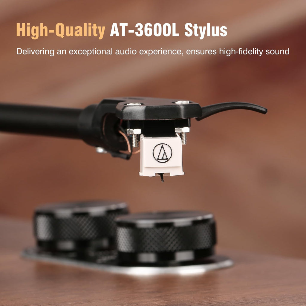 1 by ONE High Fidelity Belt Drive Turntable with Built-in Speakers, Vinyl Record Player with Magnetic Cartridge, Bluetooth Playback and Aux-in