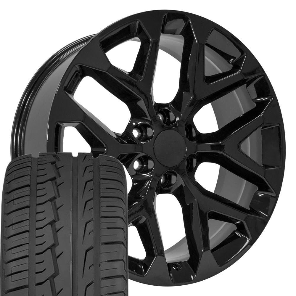 OE Wheels CV98B 22x9 Set(4) Black 6x139.7 & Sailun Tires