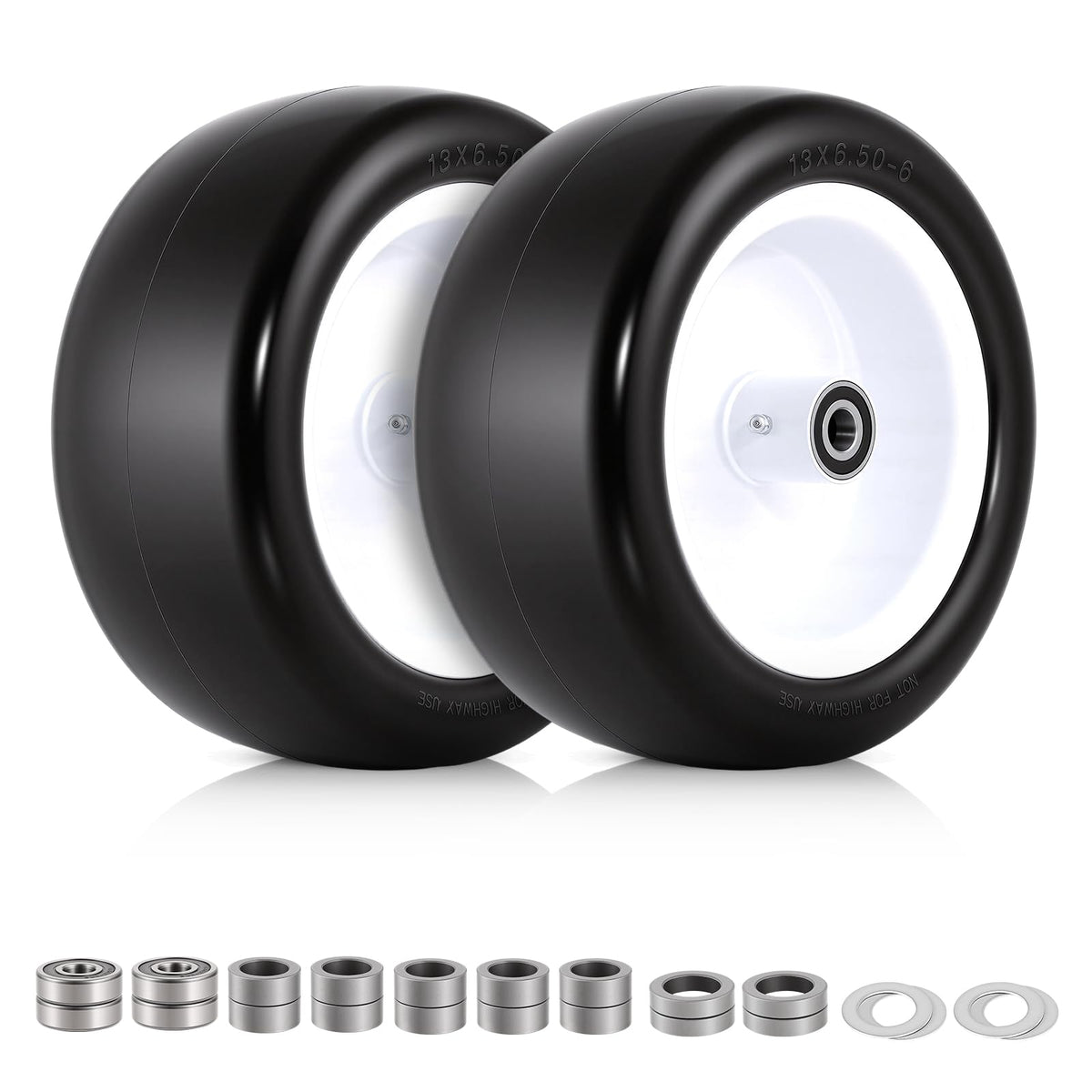 15x6.00-6 Flat Free Lawn Mower Tire and Wheel, 15x6-6 Front Tire Assembly