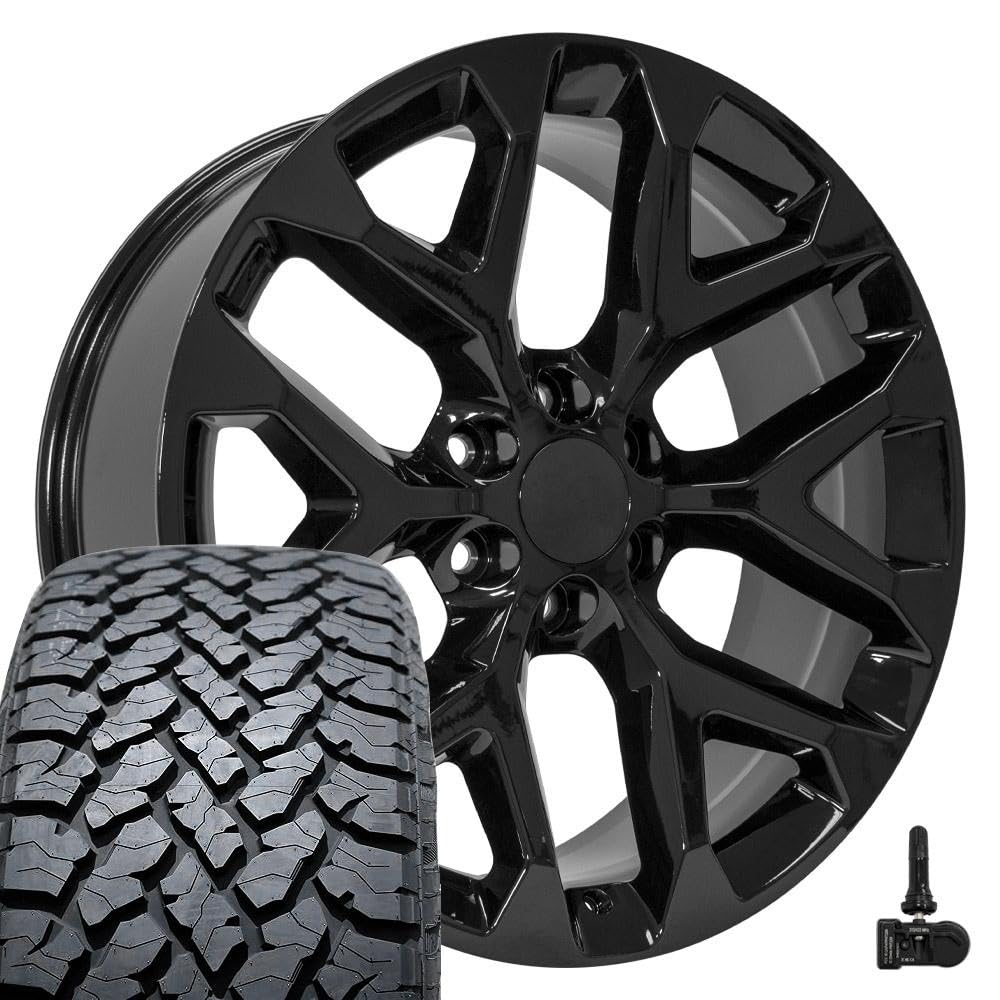 OE Wheels CV98B 22x9 Set(4) Black 6x139.7 & Sailun Tires