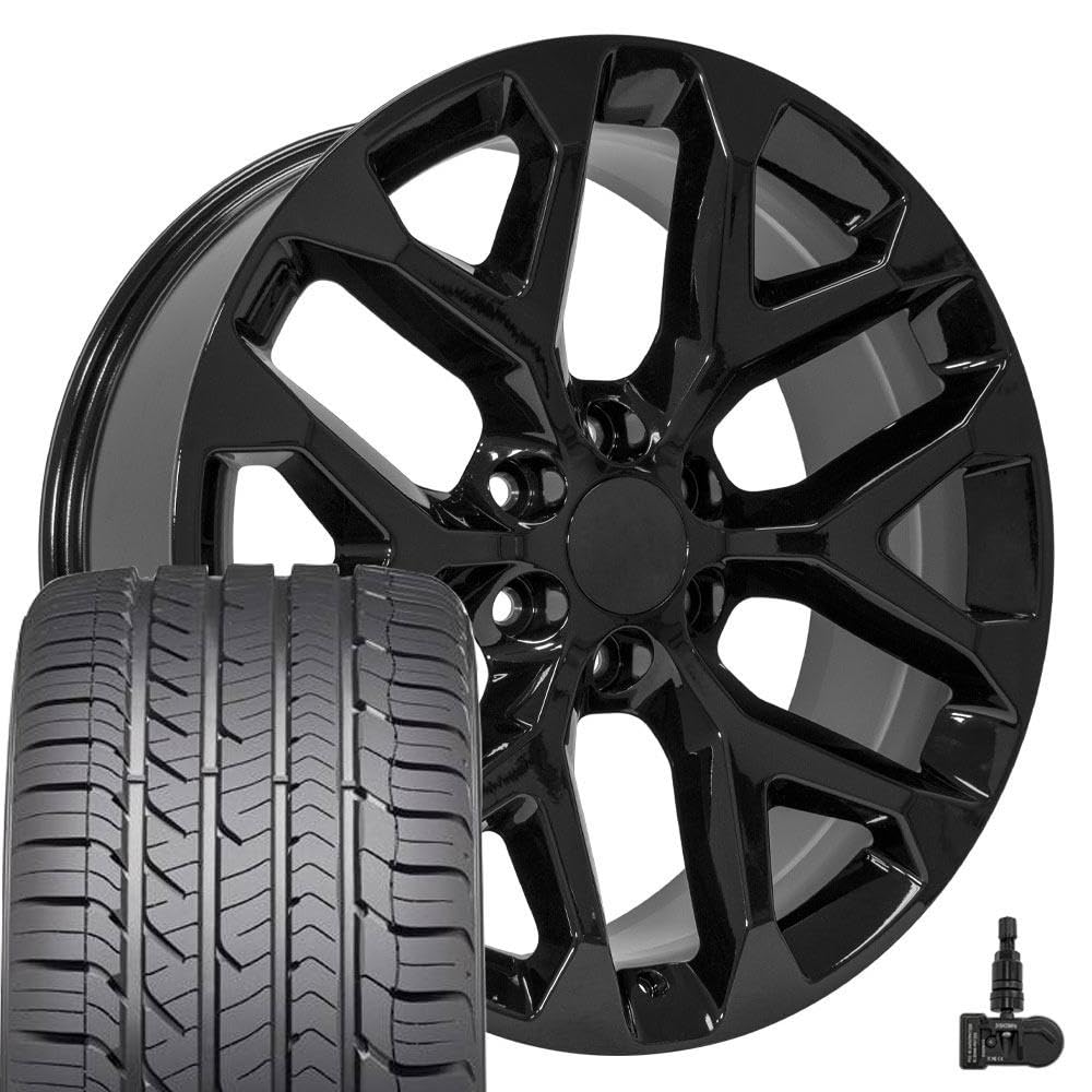 OE Wheels CV98B 22x9 Set(4) Black 6x139.7 & Sailun Tires