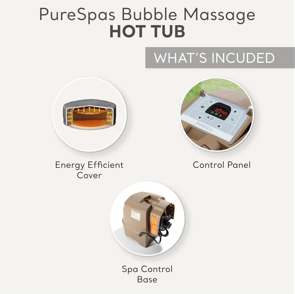 INTEX 28425EH PureSpa Bubble Massage Spa Set Outdoor Inflatable Portable Hot Tub, Includes Energy Efficient Spa Cover, Saltwater System Ready, 4