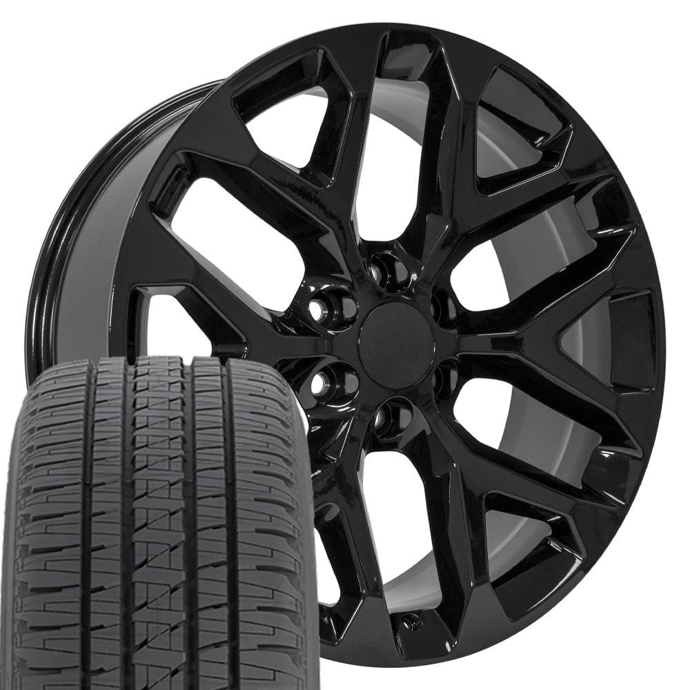 OE Wheels CV98B 22x9 Set(4) Black 6x139.7 & Sailun Tires