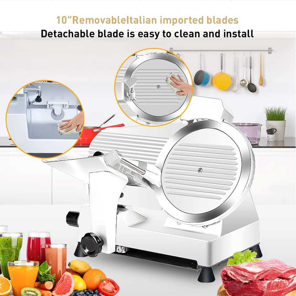 Meat Slicer 340WHome Use and for Commercial 10-inch Electric Food Slicer with Chromium-plated Steel Blade and Built-in Sharpening Stone Easy to Clean