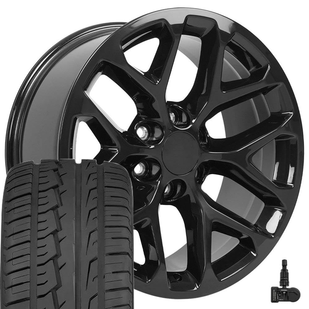 OE Wheels CV98B 22x9 Set(4) Black 6x139.7 & Sailun Tires