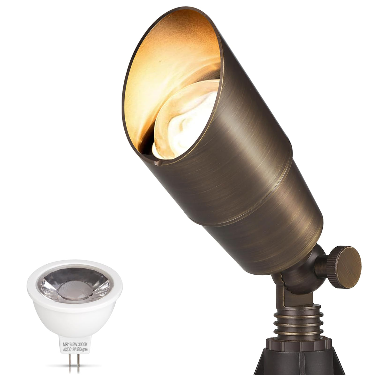 Gardencoin Solid Brass Outdoor Landscape Spotlights, 12V LED Low Voltage Landscape Lights for Garden and Yard, Bronze Heavy Duty Up Lighting Fixture