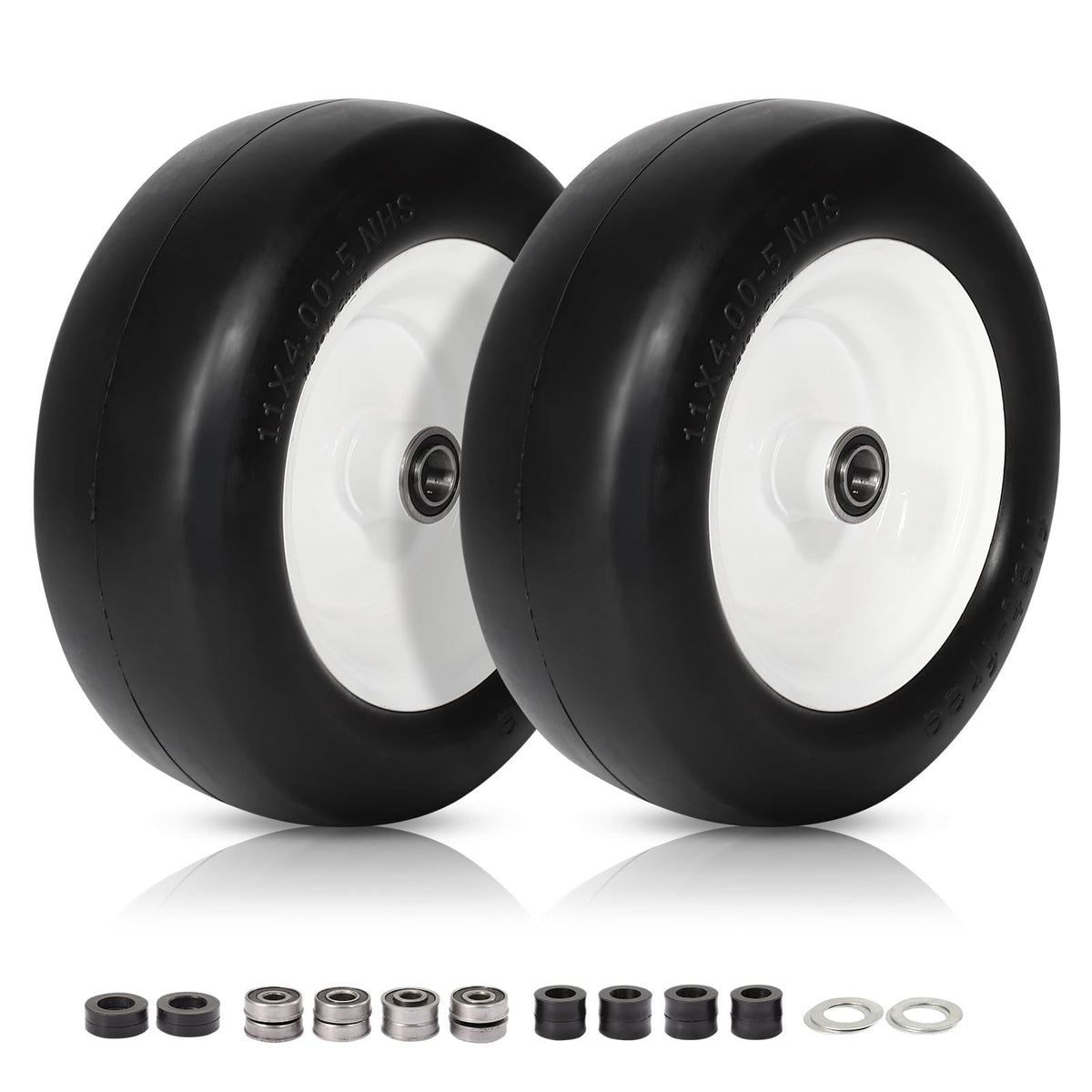 15x6.00-6 Flat Free Lawn Mower Tire and Wheel, 15x6-6 Front Tire Assembly