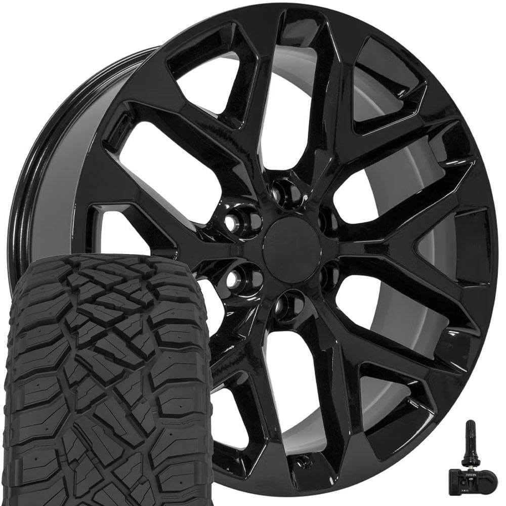 OE Wheels CV98B 22x9 Set(4) Black 6x139.7 & Sailun Tires