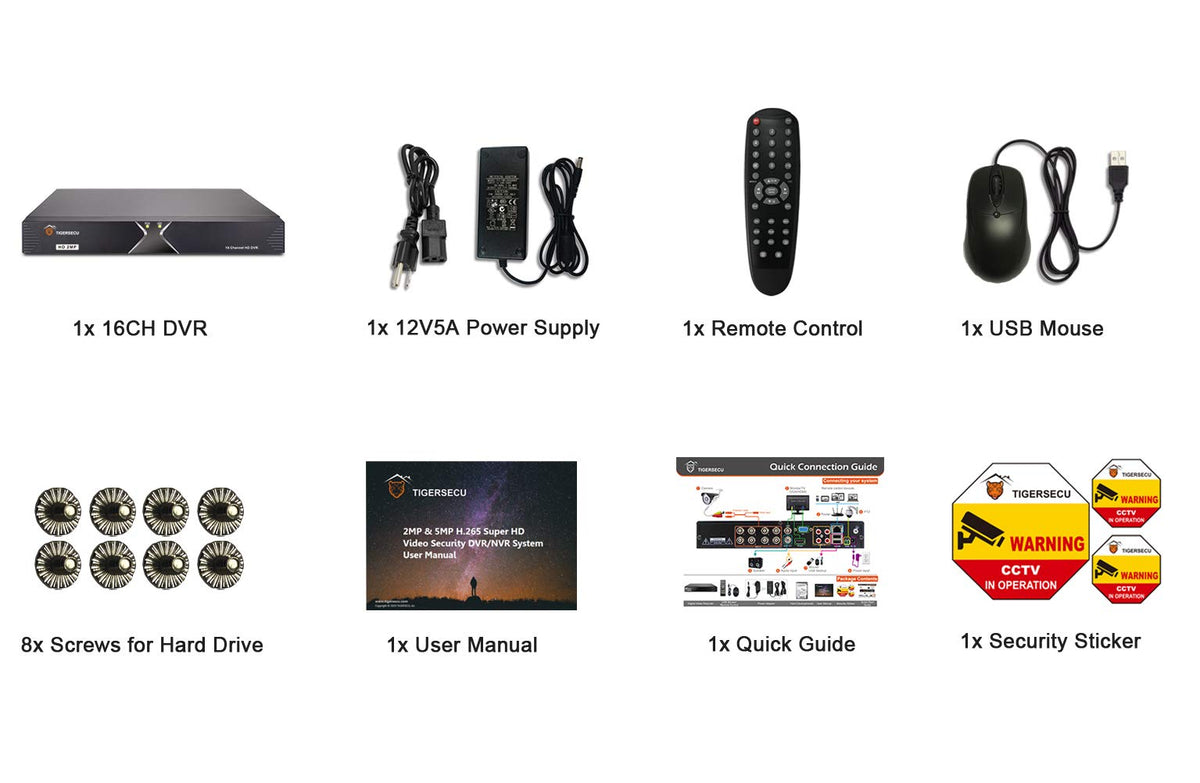 TIGERSECU Super HD 1080P 16 Channel DVR Security Recorder with 4TB Hard Drive, Hybrid 6-in-1 CCTV DVR Recorder Compatible with 2MP and 5MP TVI, AHD