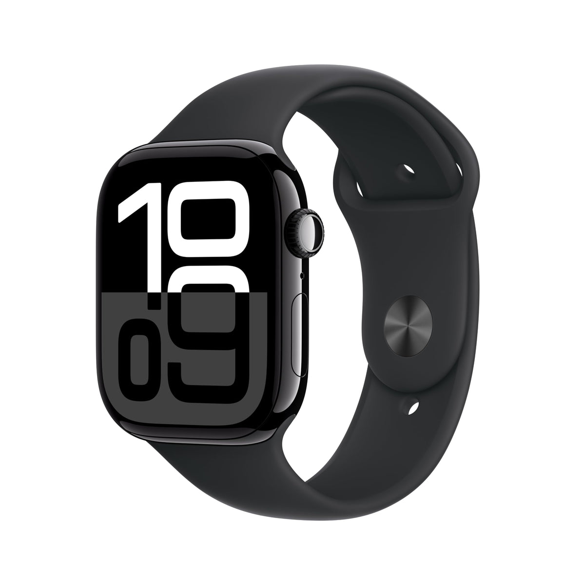 Apple Watch Series 10 [GPS 46mm case] Smartwatch with Jet Black Aluminum Case with Black Sport Band - M/L. Fitness Tracker, ECG App, Always-On Retina