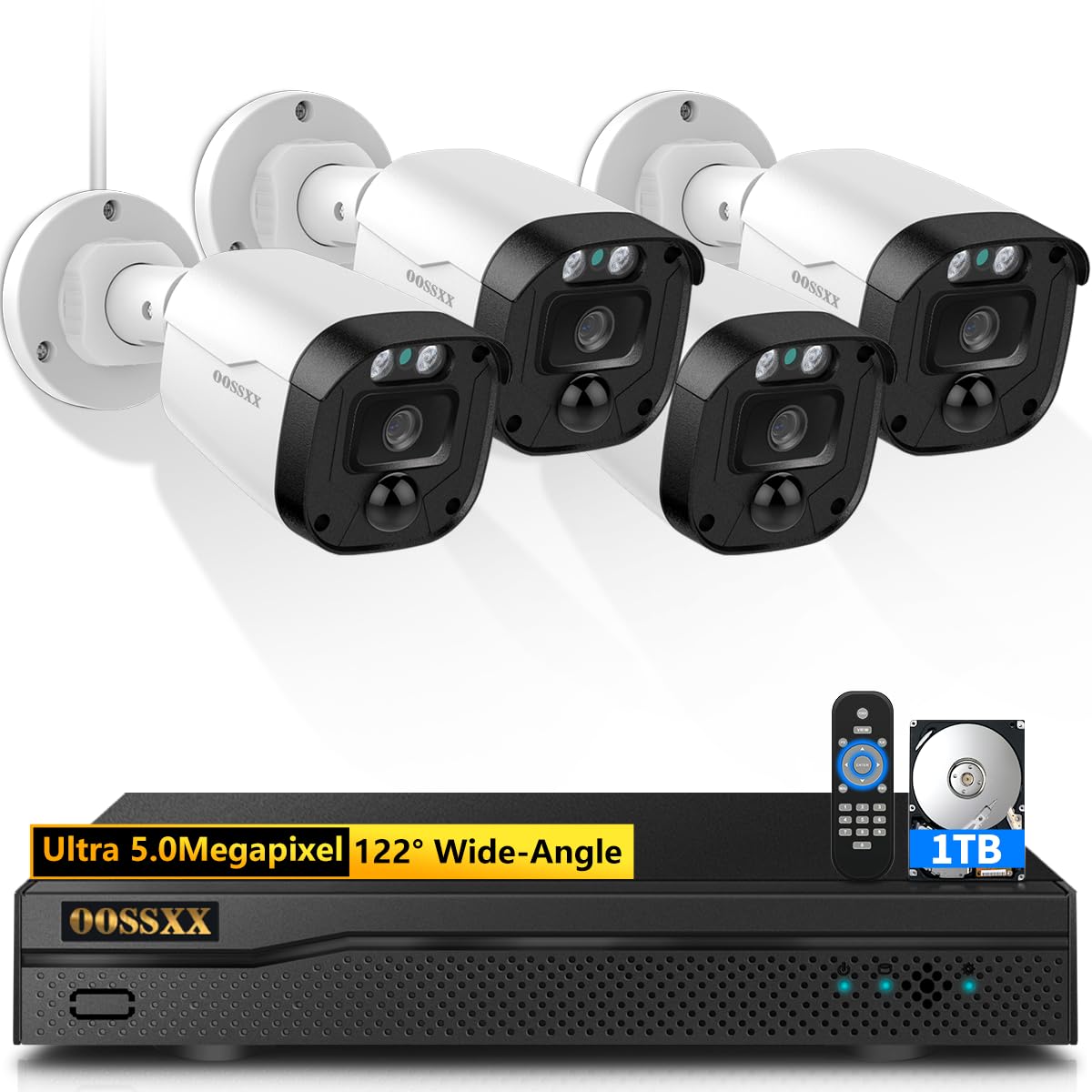 OOSSXX 5MP Definition Full HD Wired Security Camera System Outdoor AHD Dome Bullet Home Video Surveillance Cameras CCTV Camera Security System