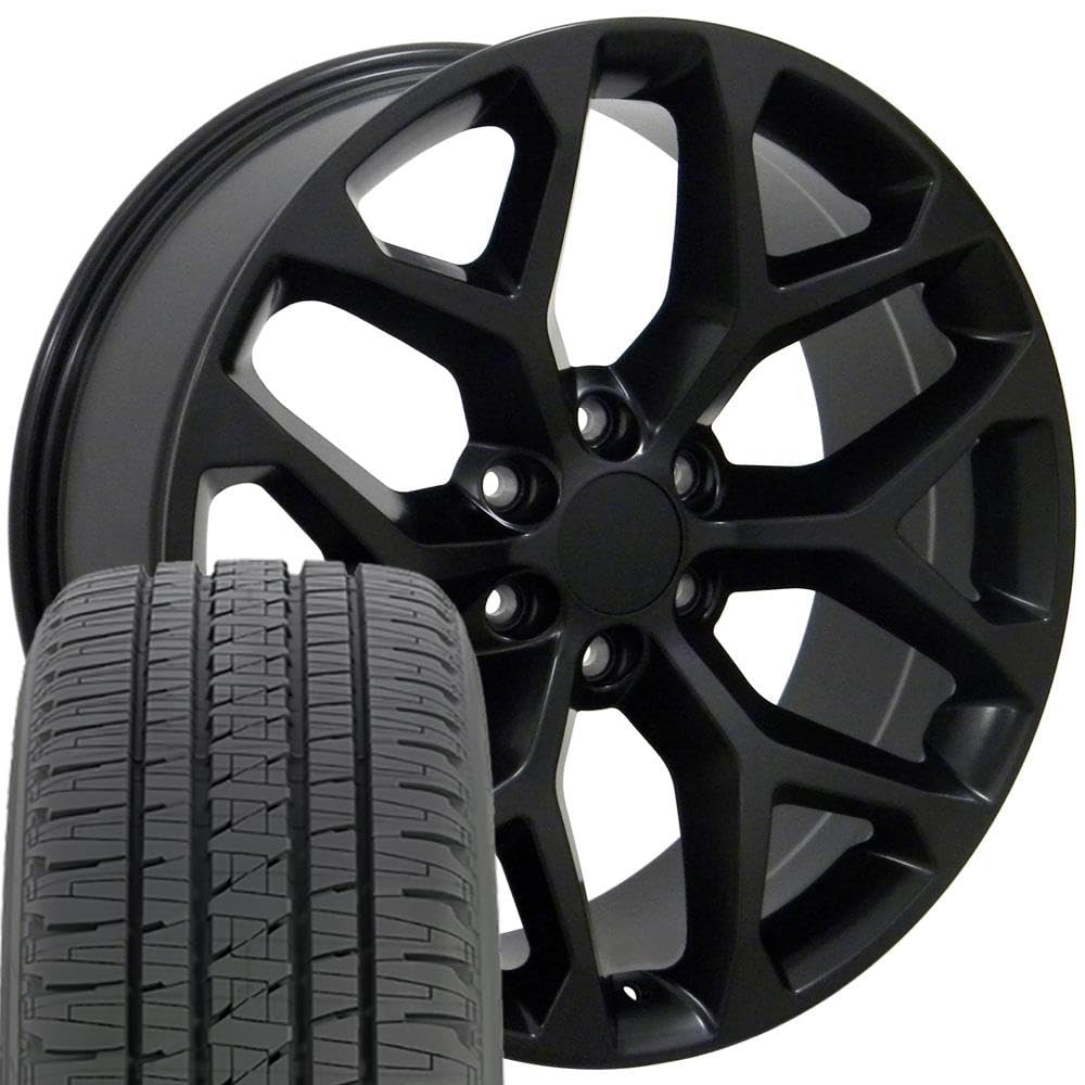OE Wheels CV98B 22x9 Set(4) Black 6x139.7 & Sailun Tires