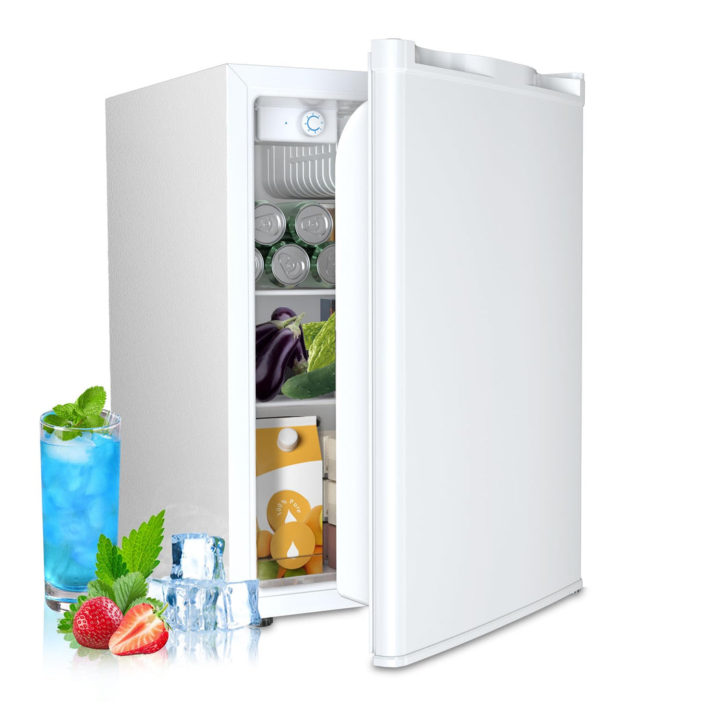 3.2 Cu.ft Mini Fridge with Freezer, Compact Refrigerator with Reversible Single Door, Adjustable Thermostat, Low Noise, Energy Efficient for Office