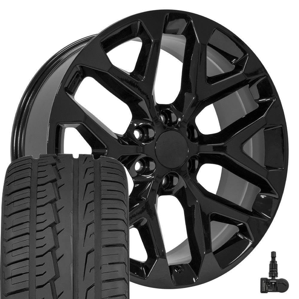 OE Wheels CV98B 22x9 Set(4) Black 6x139.7 & Sailun Tires