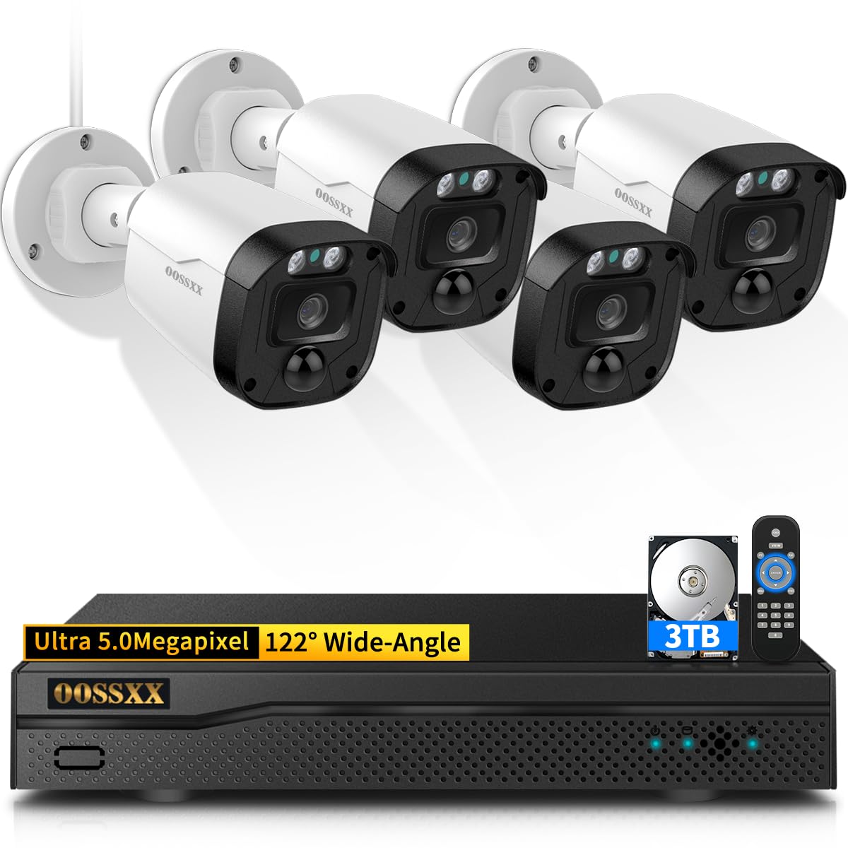 OOSSXX 5MP Definition Full HD Wired Security Camera System Outdoor AHD Dome Bullet Home Video Surveillance Cameras CCTV Camera Security System
