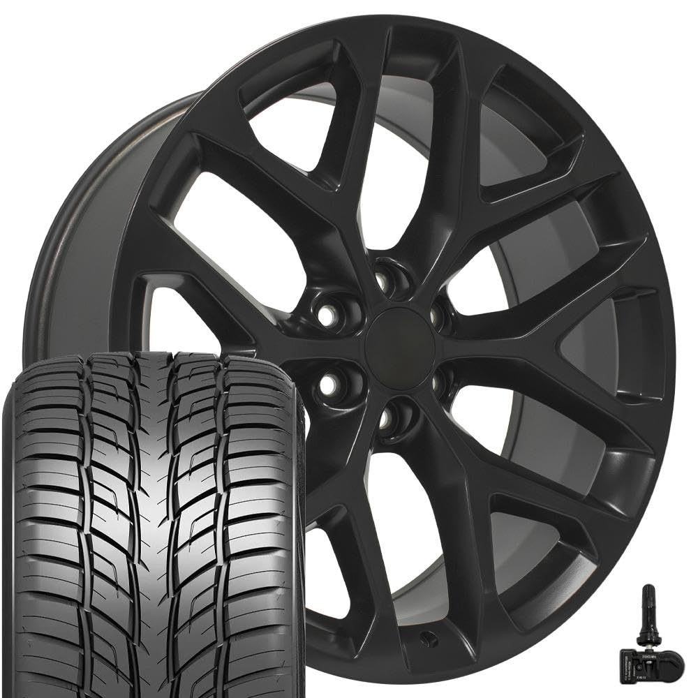 OE Wheels CV98B 22x9 Set(4) Black 6x139.7 & Sailun Tires