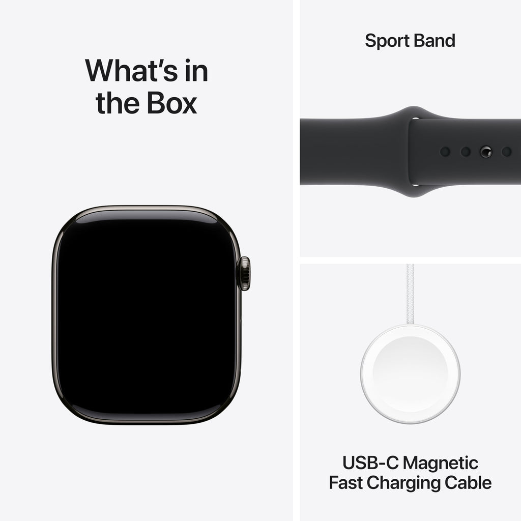 Apple Watch Series 10 [GPS 46mm case] Smartwatch with Jet Black Aluminum Case with Black Sport Band - M/L. Fitness Tracker, ECG App, Always-On Retina
