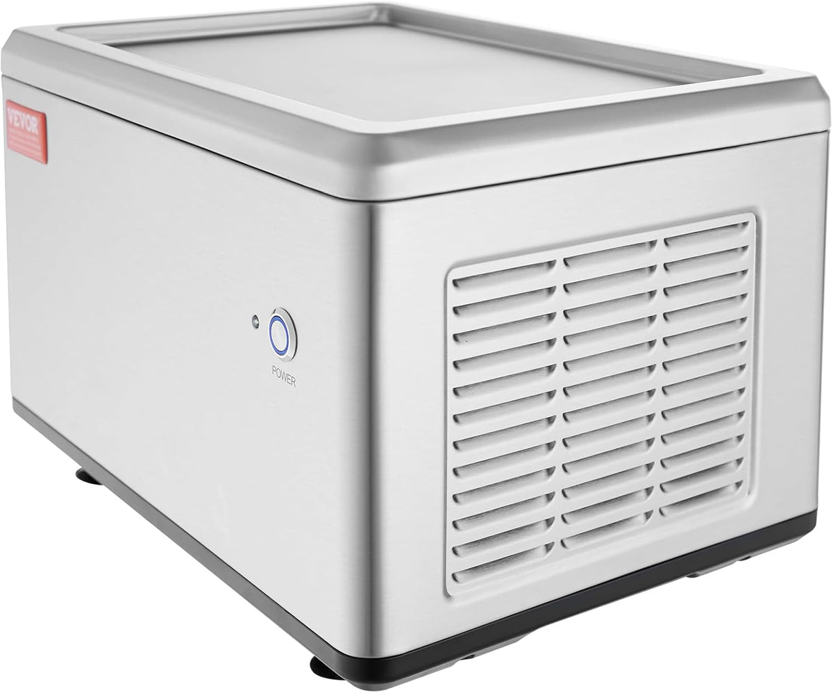 VEVOR Fried Ice Cream Machine, 12.6" x 8.5" 120W Stir-Fried Ice Cream Roll Maker with Compressor and 2 Scrapers, for Making Dessert Rolls, Frozen