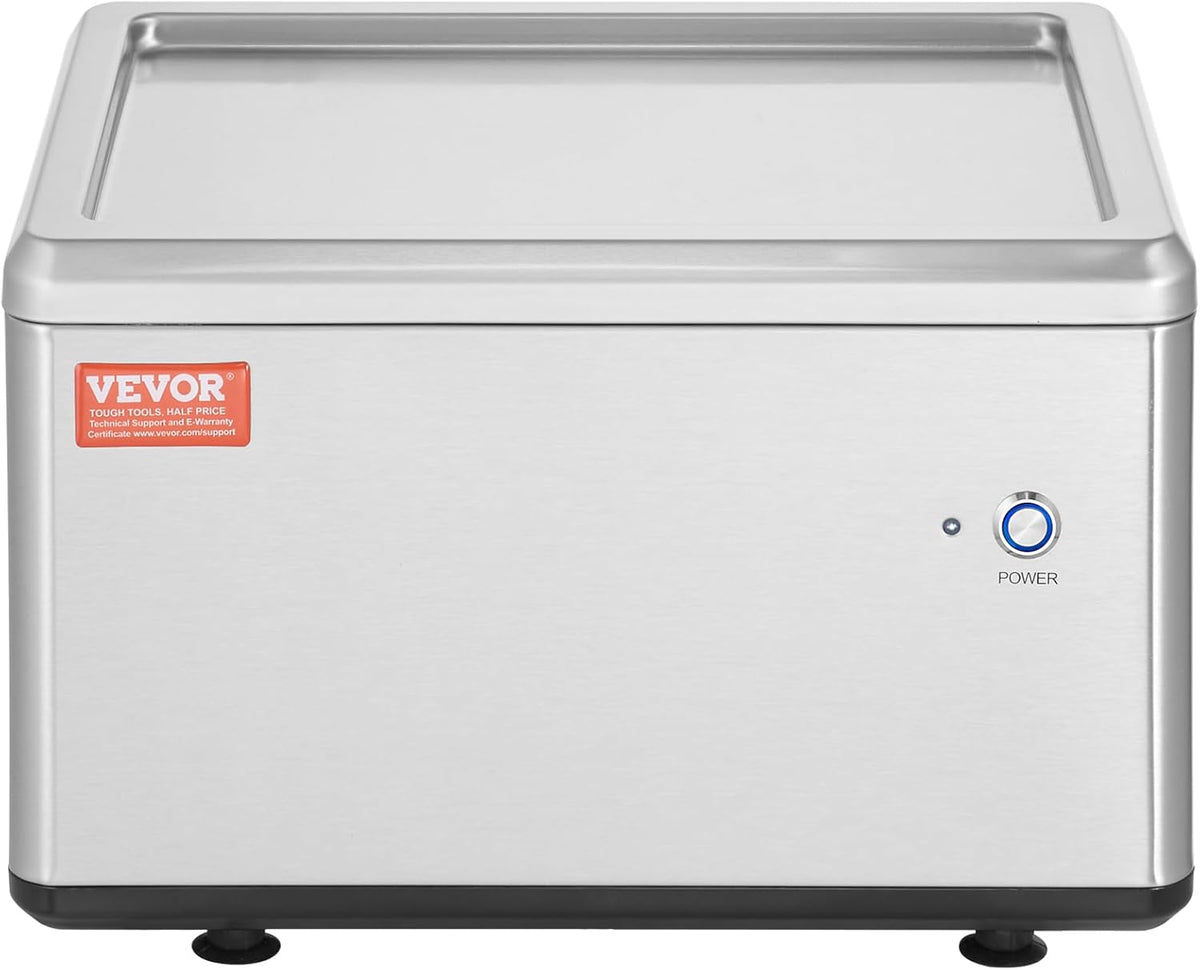 VEVOR Fried Ice Cream Machine, 12.6" x 8.5" 120W Stir-Fried Ice Cream Roll Maker with Compressor and 2 Scrapers, for Making Dessert Rolls, Frozen