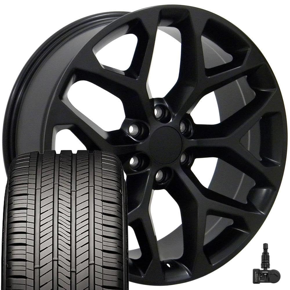 OE Wheels CV98B 22x9 Set(4) Black 6x139.7 & Sailun Tires