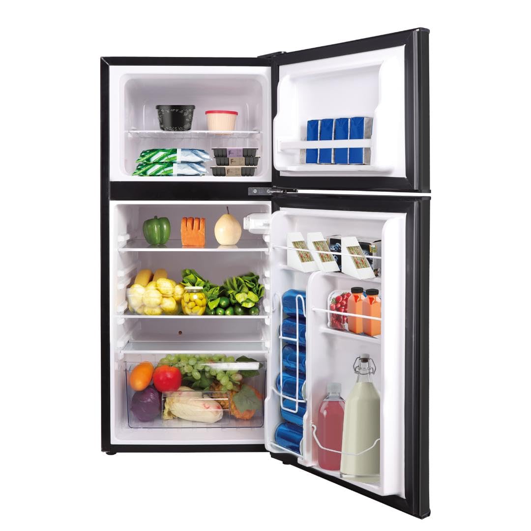Frigidaire, 2 Door Apartment Size Refrigerator with Freezer, 7.5 cu ft, Adjustable Spill-Proof Shelves, Door & Crisper Bins, Platinum Silver, Garage