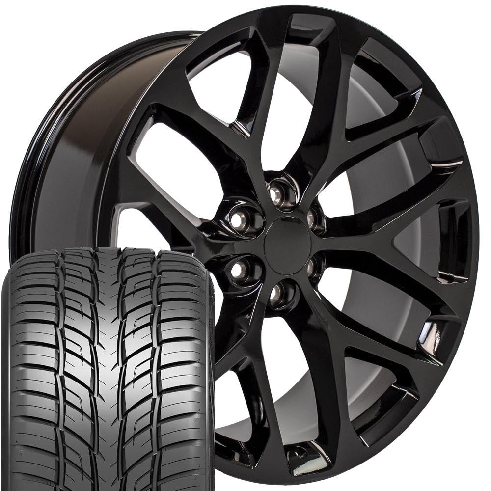 OE Wheels CV98B 22x9 Set(4) Black 6x139.7 & Sailun Tires