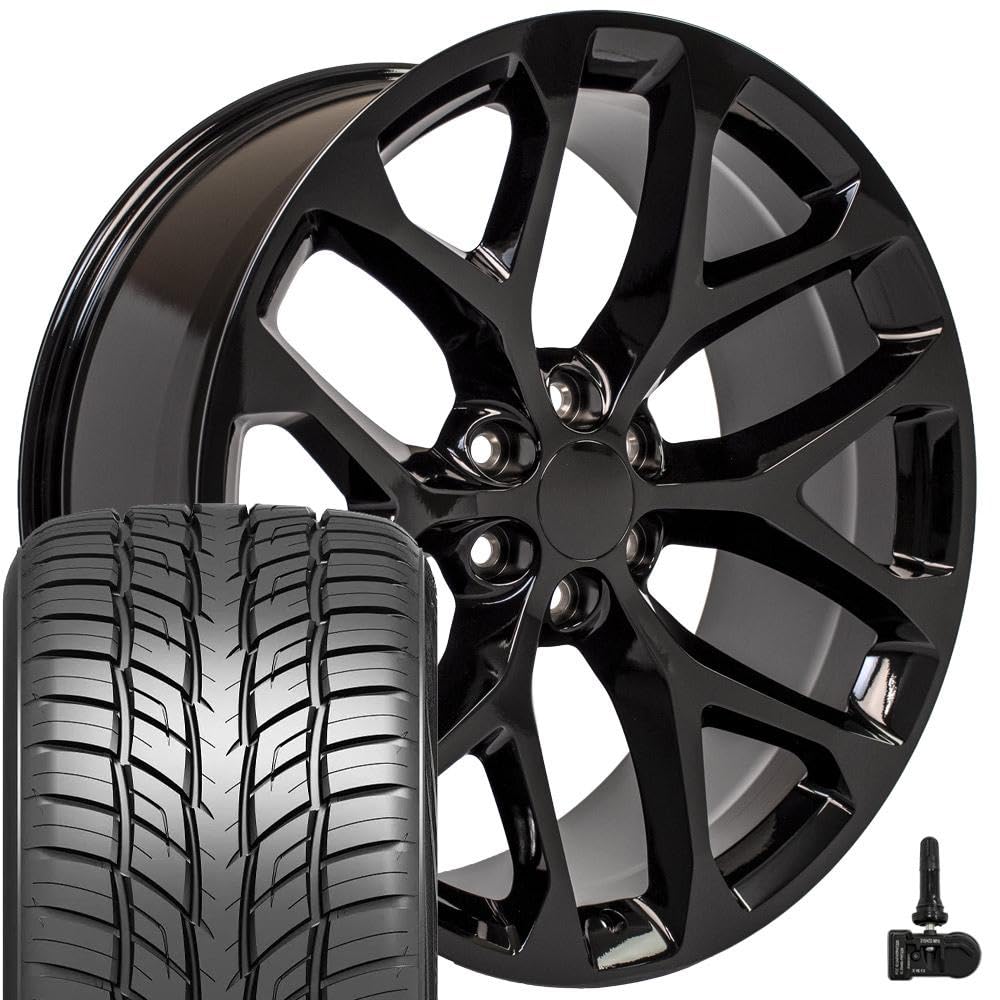OE Wheels CV98B 22x9 Set(4) Black 6x139.7 & Sailun Tires