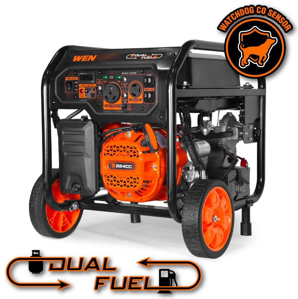 WEN 5600-Watt Portable Generator, Electric Start, 224cc, Transfer-Switch and RV-Ready with CO Shutdown Sensor (GN5602X)