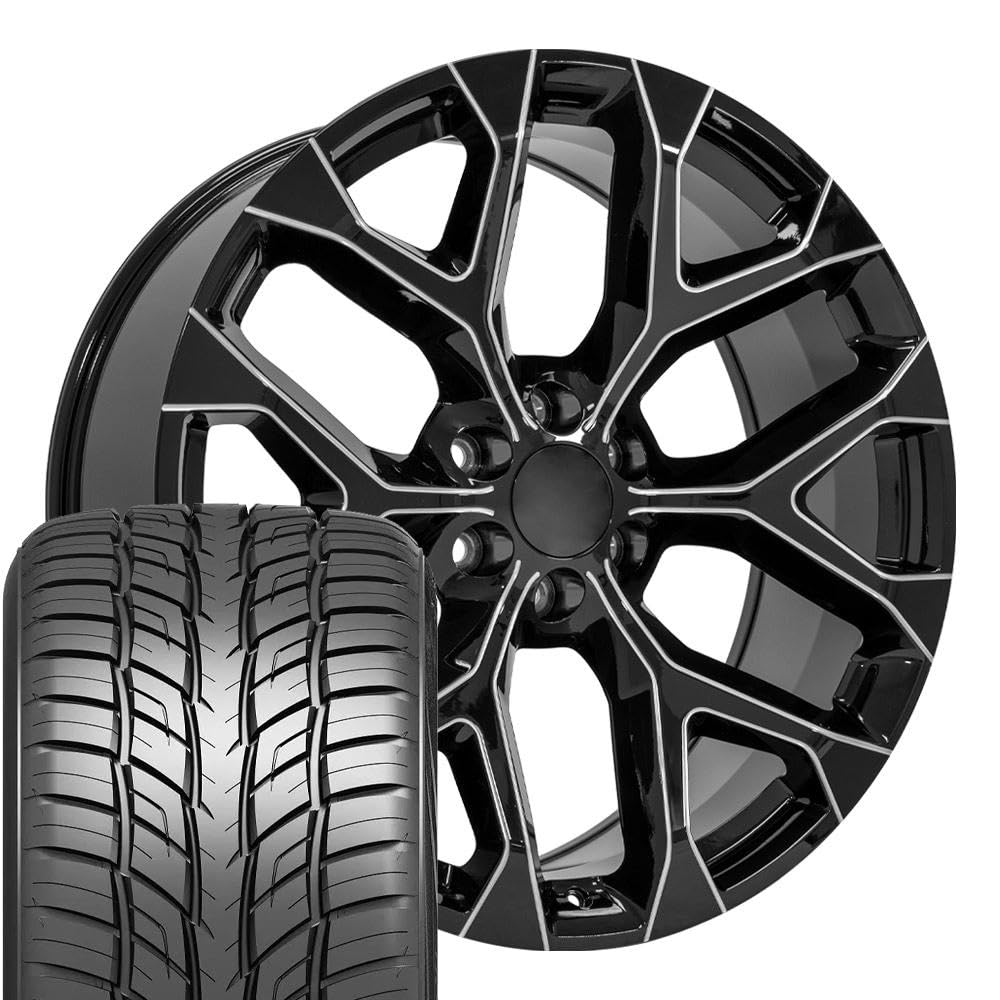 OE Wheels CV98B 22x9 Set(4) Black 6x139.7 & Sailun Tires