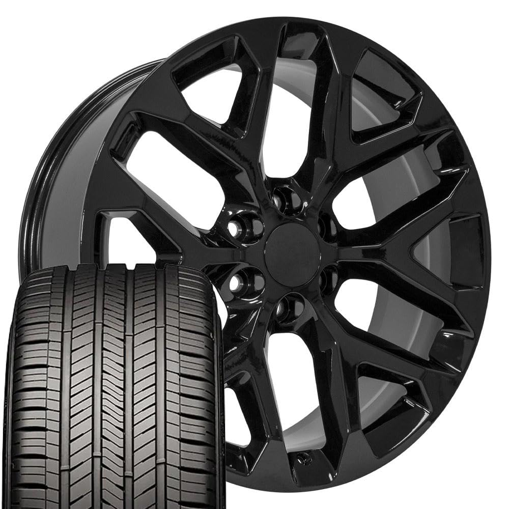 OE Wheels CV98B 22x9 Set(4) Black 6x139.7 & Sailun Tires
