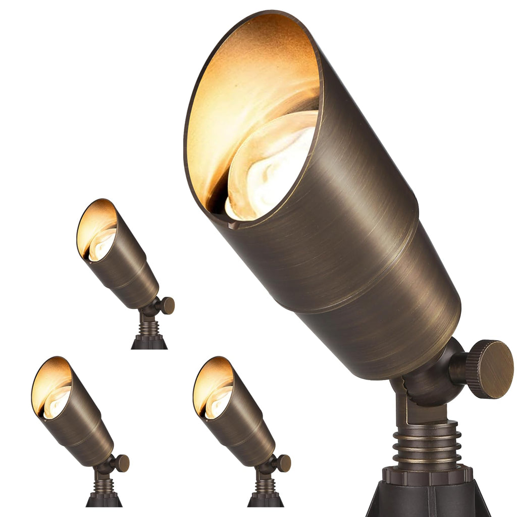 Gardencoin Solid Brass Outdoor Landscape Spotlights, 12V LED Low Voltage Landscape Lights for Garden and Yard, Bronze Heavy Duty Up Lighting Fixture