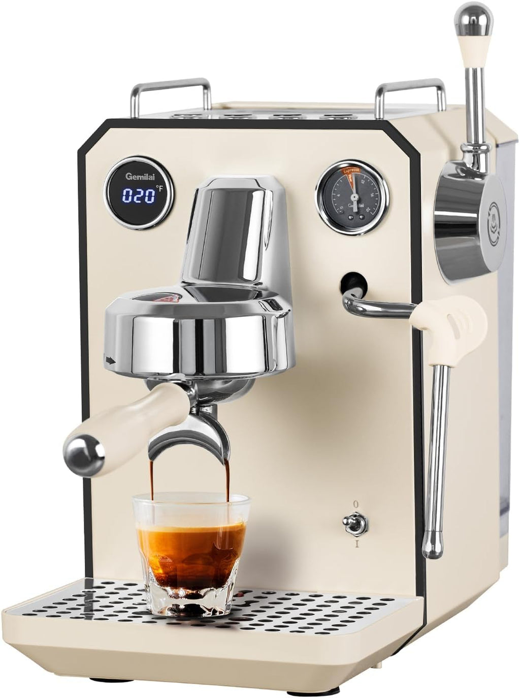Owl Espresso Machine, 15 Bar Professional Semi-Automatic Espresso Maker with Milk Frother Steam Wand, 57oz Removable Water Tank, Dual Display, for