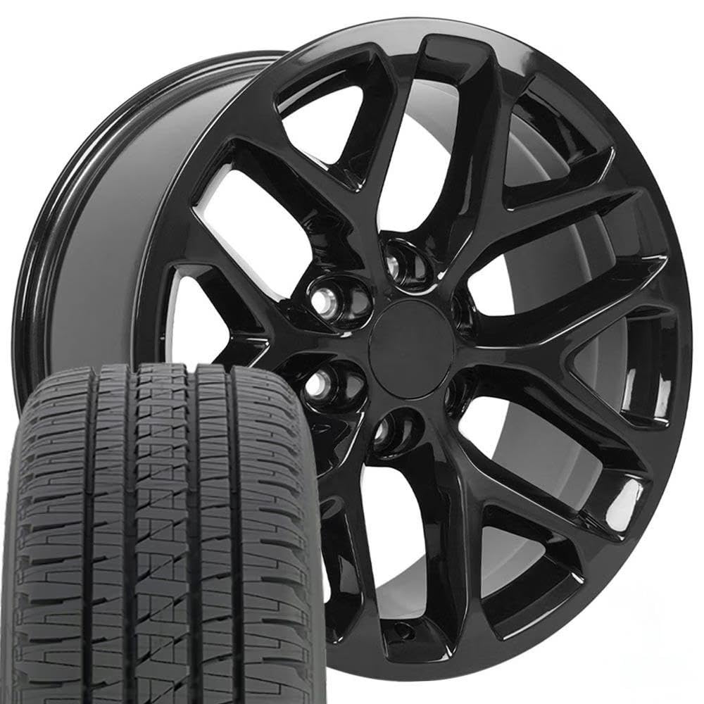 OE Wheels CV98B 22x9 Set(4) Black 6x139.7 & Sailun Tires