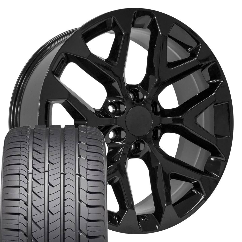 OE Wheels CV98B 22x9 Set(4) Black 6x139.7 & Sailun Tires