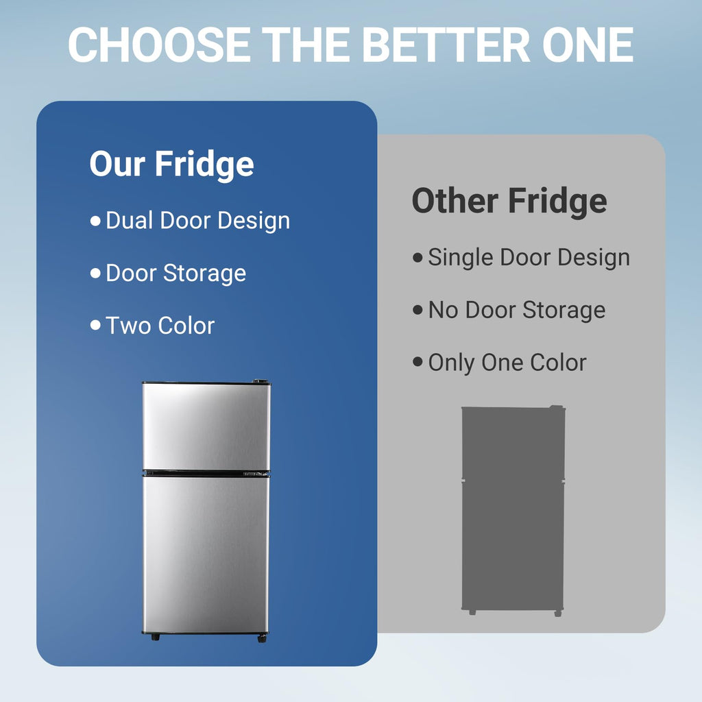 Mini Refrigerator with Freezer 4.0 Cu. Ft., Small Dorm Fridge with Freezer, Adjustable Thermostat Compact Fridge Freezers for Apartment, Dorm