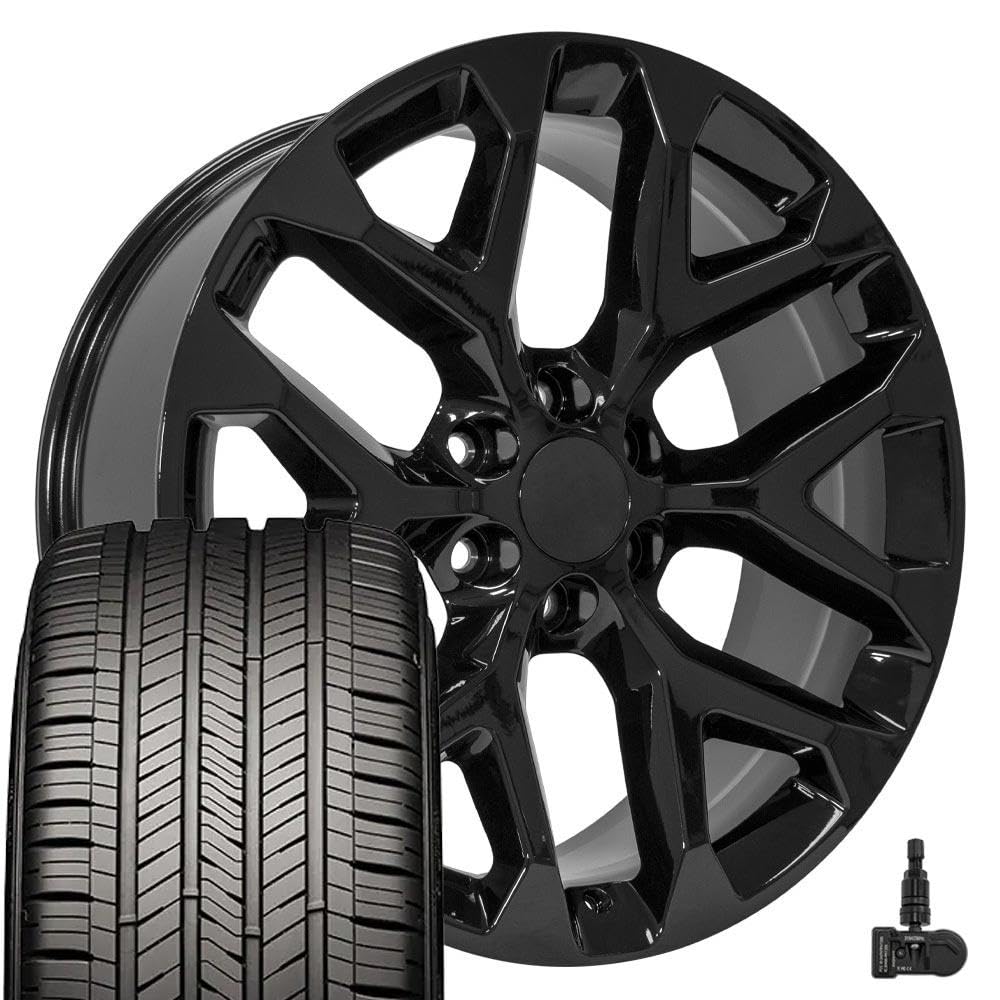 OE Wheels CV98B 22x9 Set(4) Black 6x139.7 & Sailun Tires